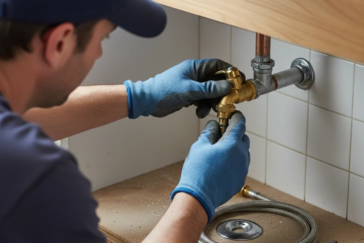 Shutoff valve and fitting work during Burst Pipe Repair in Alexandria